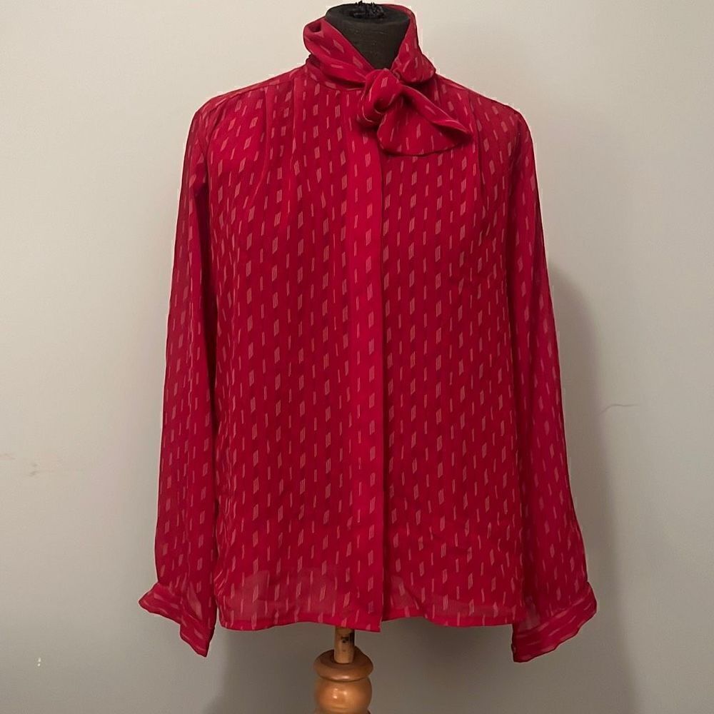 Vintage Delta Long Sleeve Tie Neck Blouse